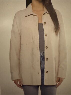 Matty M Cream Button-Down Shacket